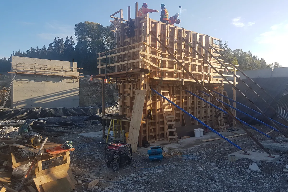 Column formwork with access scaffolding