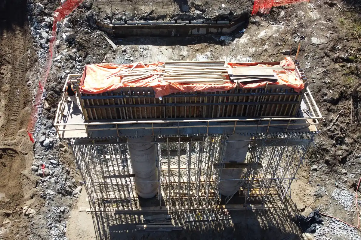 Shoring and formwork for the pier footing — Notre-Dame-du-Laus