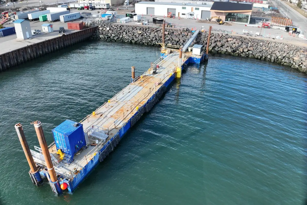 Wharf and trestle, aerial overview