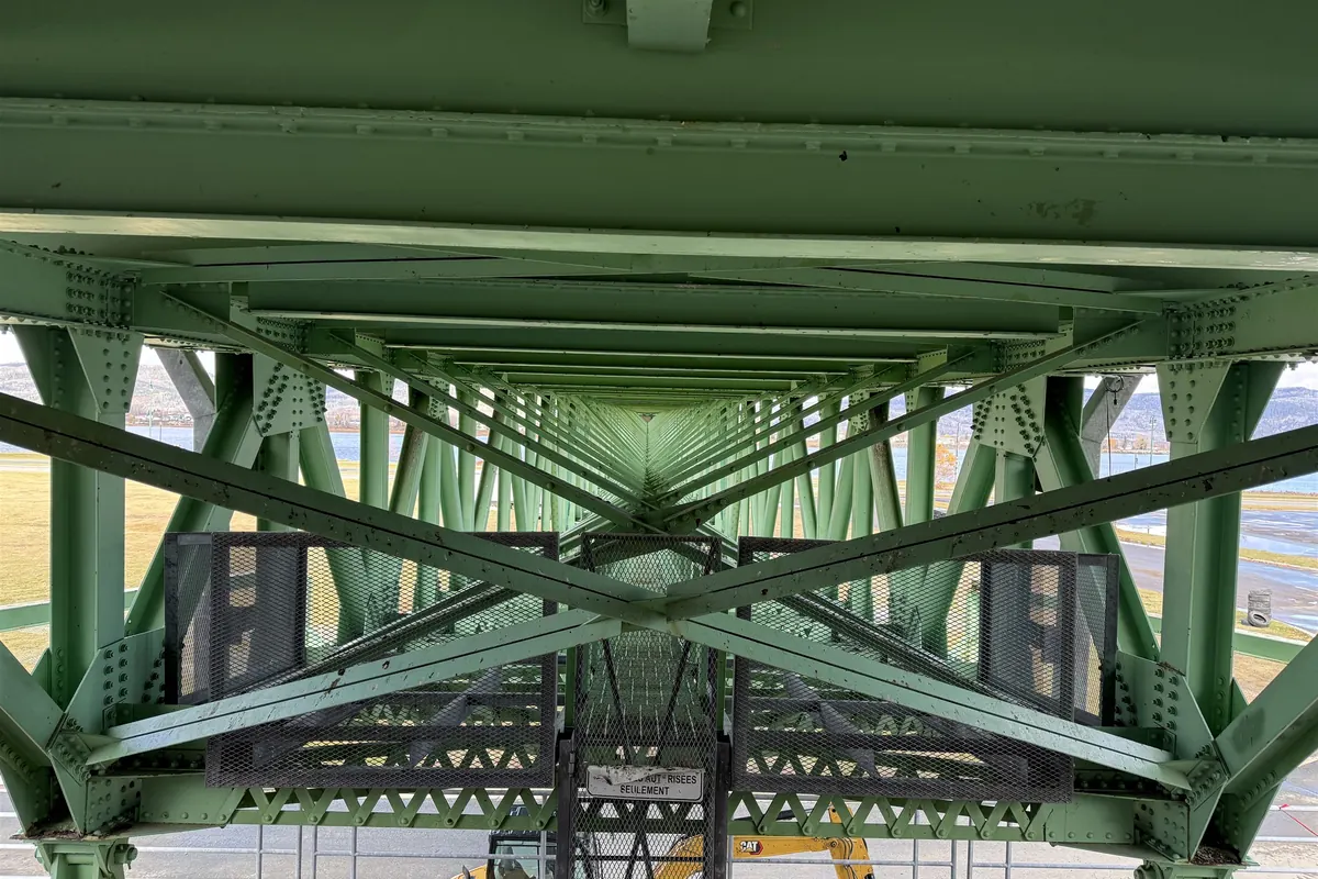 Bracing beneath the J.C. Van Horne Bridge deck
