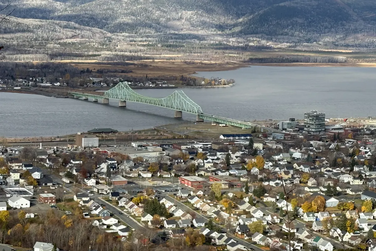 The J.C. Van Horne Bridge crossing the Restigouche River